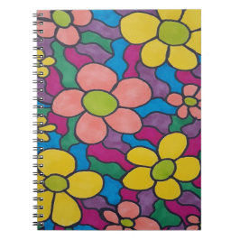 Retro Daisies Colorful Print Notitieboek
