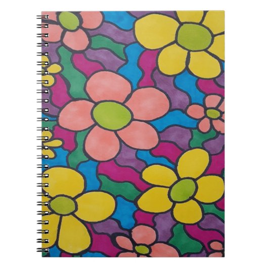 Retro Daisies Colorful Print Notitieboek (Voorkant)