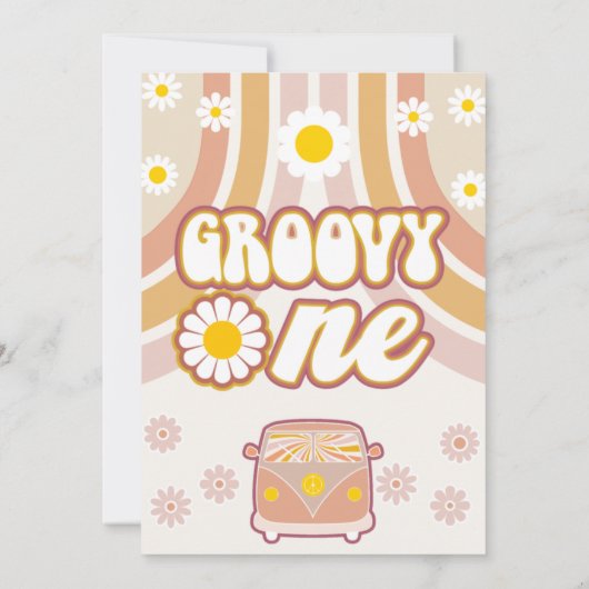 Retro Daisies Combi Groovy One 1e verjaardag Kaart (Achterkant)