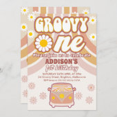 Retro Daisies Combi Groovy One 1e verjaardag Kaart (Voorkant / Achterkant)