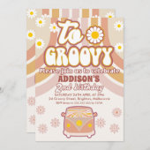 Retro Daisies Combi Two Groovy 2e verjaardag Kaart (Voorkant / Achterkant)