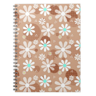 Retro Daisies en Brown Polka Dots Notitieboek