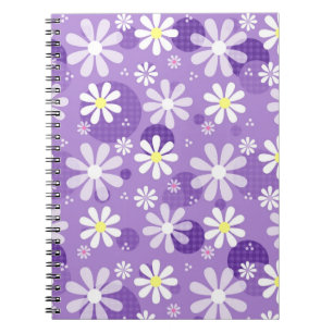 Retro Daisies en Paarse Polka Dots Notitieboek