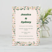 Retro Daisies Floral Garden Green Unique Wedding Kaart (Staand voorkant)