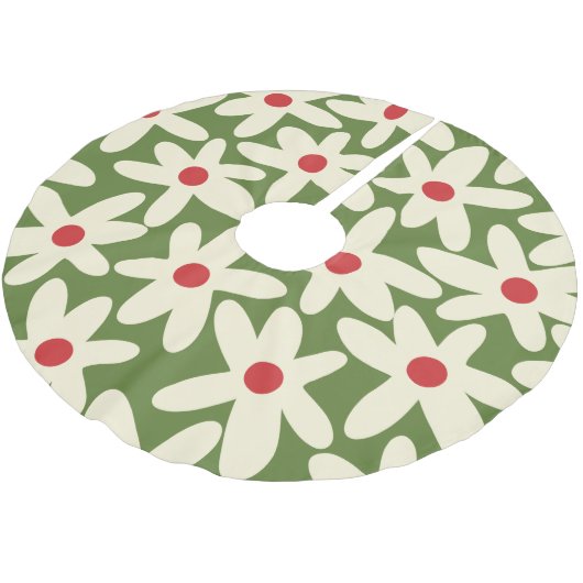 Retro Daisies Floral-kerstpatroon Kerstboom Rok (Gekanteld)