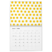 Retro Daisies Geel bloemig botanisch patroon Kalender (Mar 2026)