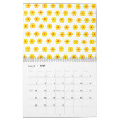 Retro Daisies Geel bloemig botanisch patroon Kalender (Mar 2027)