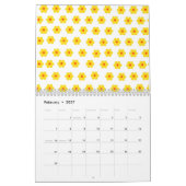 Retro Daisies Geel bloemig botanisch patroon Kalender (Feb 2027)
