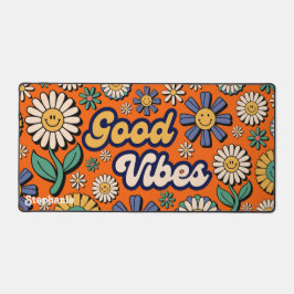 Retro Daisies Groovy 70s Good Vibes Naam Script Bureaumat