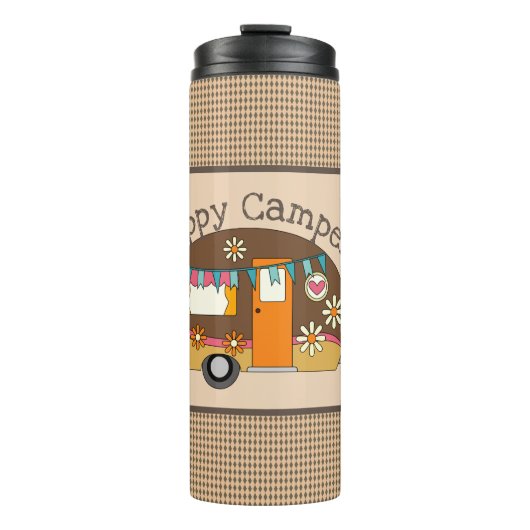 Retro Daisies Happy Camper Thermosbeker (Voorkant)