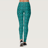 Retro Daisies op Azur en Black Leggings (Achterkant)
