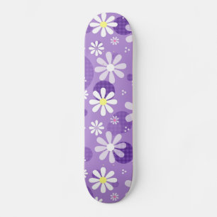 Retro Daisies Paarse Gingham Circles Persoonlijk Skateboard
