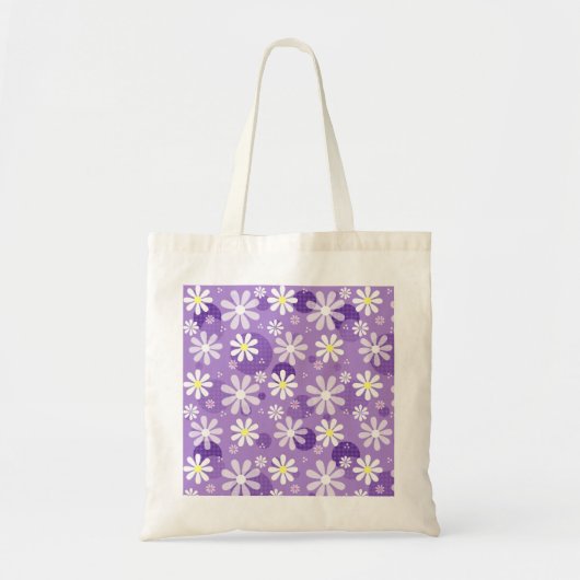 Retro Daisies Paarse Gingham Circles Tote Bag (Voorkant)