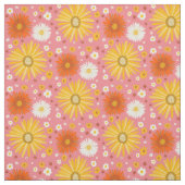 Retro Daisies Patroonroze Stof (Swatch)