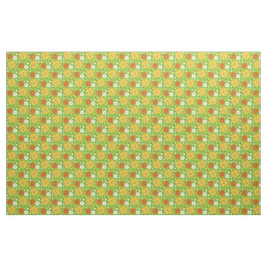Retro Daisies Pattern Green Stof (Yard (91,4 cm))