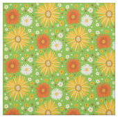 Retro Daisies Pattern Green Stof (Swatch)