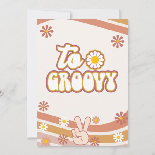 Retro Daisies Peace Sign Two Groovy 2e verjaardag Kaart (Achterkant)