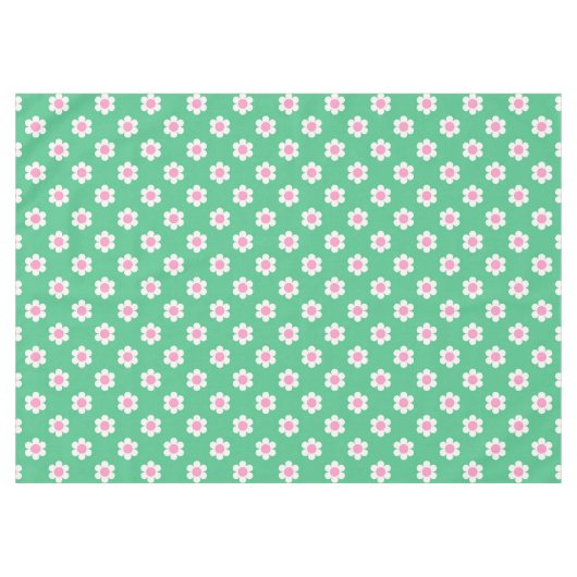 Retro Daisies Pink en Green Tafelkleed (Voorkant (Horizontaal))