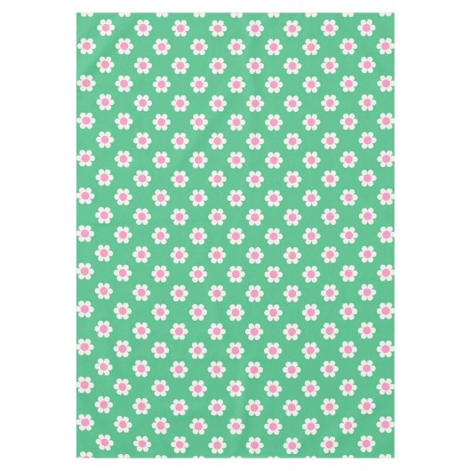 Retro Daisies Pink en Green Tafelkleed (Voorkant)