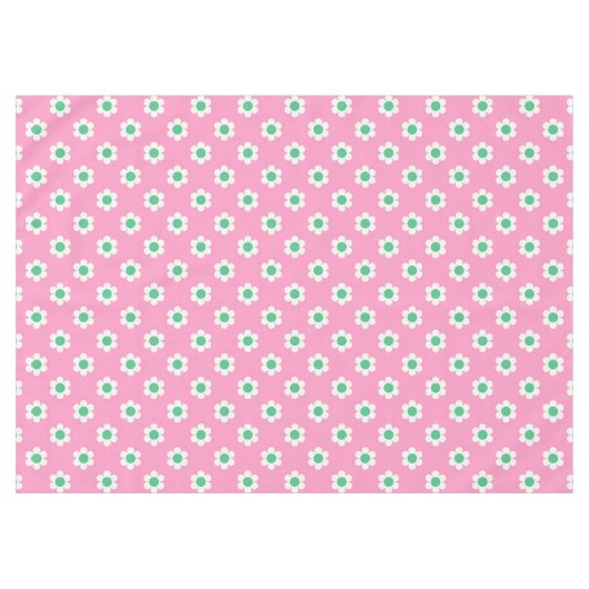 Retro Daisies Pink en Green Tafelkleed (Voorkant (Horizontaal))