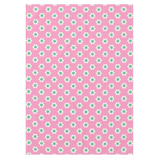 Retro Daisies Pink en Green Tafelkleed (Voorkant)
