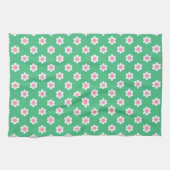 Retro Daisies Pink en Green Theedoek (Horizontaal)