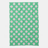 Retro Daisies Pink en Green Theedoek (Verticaal)