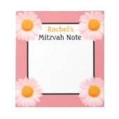 Retro Daisies Pink Girl's Mitzvah Notes Notitieblo Notitieblok (Voorkant)