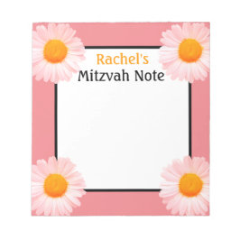 Retro Daisies Pink Girl's Mitzvah Notes Notitieblo Notitieblok