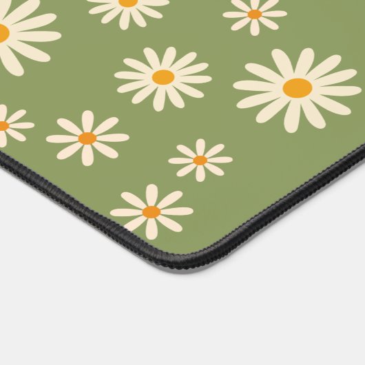 Retro Daisies Stay Groovy Sage Green Script Naam Bureaumat (Hoek)