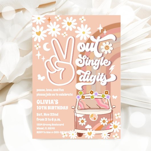 Retro Daisy 10e Verjaardagsuitnodiging Kaart