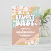 Retro Daisy 1e Verjaardagsuitnodiging Kaart (Staand voorkant)