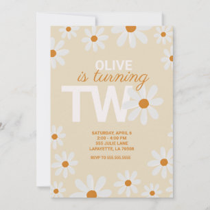 Retro Daisy 2de verjaardag Uitnodigingen