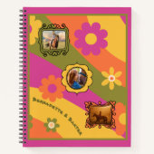 Retro Daisy 3 Foto Paard Pet Collage en Naam Notitieboek (Voorkant)