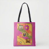 Retro Daisy 3 Foto Paard Pet Collage en Naam Tote Bag (Voorkant)