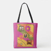 Retro Daisy 3 Foto Paard Pet Collage en Naam Tote Bag (Achterkant)