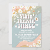 Retro Daisy 3de verjaardagsuitnodiging Kaart (Voorkant)