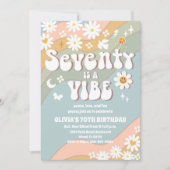 Retro Daisy 70e verjaardagsuitnodiging Kaart (Voorkant)