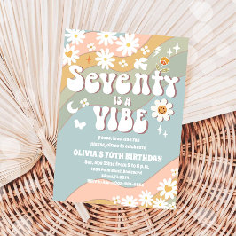 Retro Daisy 70e verjaardagsuitnodiging Kaart