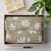 Retro Daisy 70s Groene Floral  ontkoppeling Tissuepapier (Geschenk)