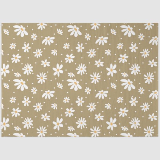 Retro Daisy 70s Groene Floral  ontkoppeling Tissuepapier (Voorkant)