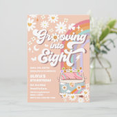Retro Daisy 8e Verjaardagsuitnodiging Kaart (Staand voorkant)