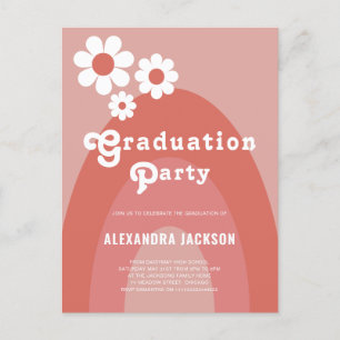 Retro  Daisy Arch Graduation Party Uitnodiging Briefkaart