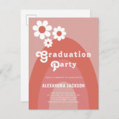 Retro Daisy Arch Graduation Party Uitnodiging Briefkaart (Voorkant / Achterkant)