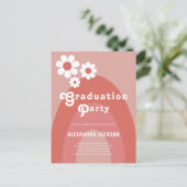 Retro Daisy Arch Graduation Party Uitnodiging Briefkaart (Staand voorkant)