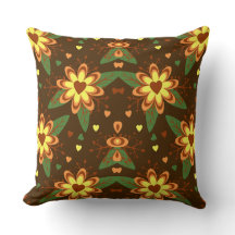 Retro Daisy Autumn Floral Heart Pattern
