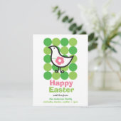 Retro Daisy Baby Chick Bird Cute Whimsical Pasen Feestdagenkaart (Staand voorkant)