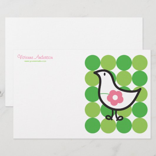 Retro Daisy Baby Chick Bird Whimsical Cute Stippen Briefpapier (Voorkant / Achterkant)