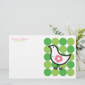 Retro Daisy Baby Chick Bird Whimsical Cute Stippen Briefpapier (Staand voorkant)
