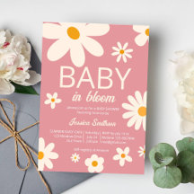 Retro daisy baby in bloei woestijnroze baby shower